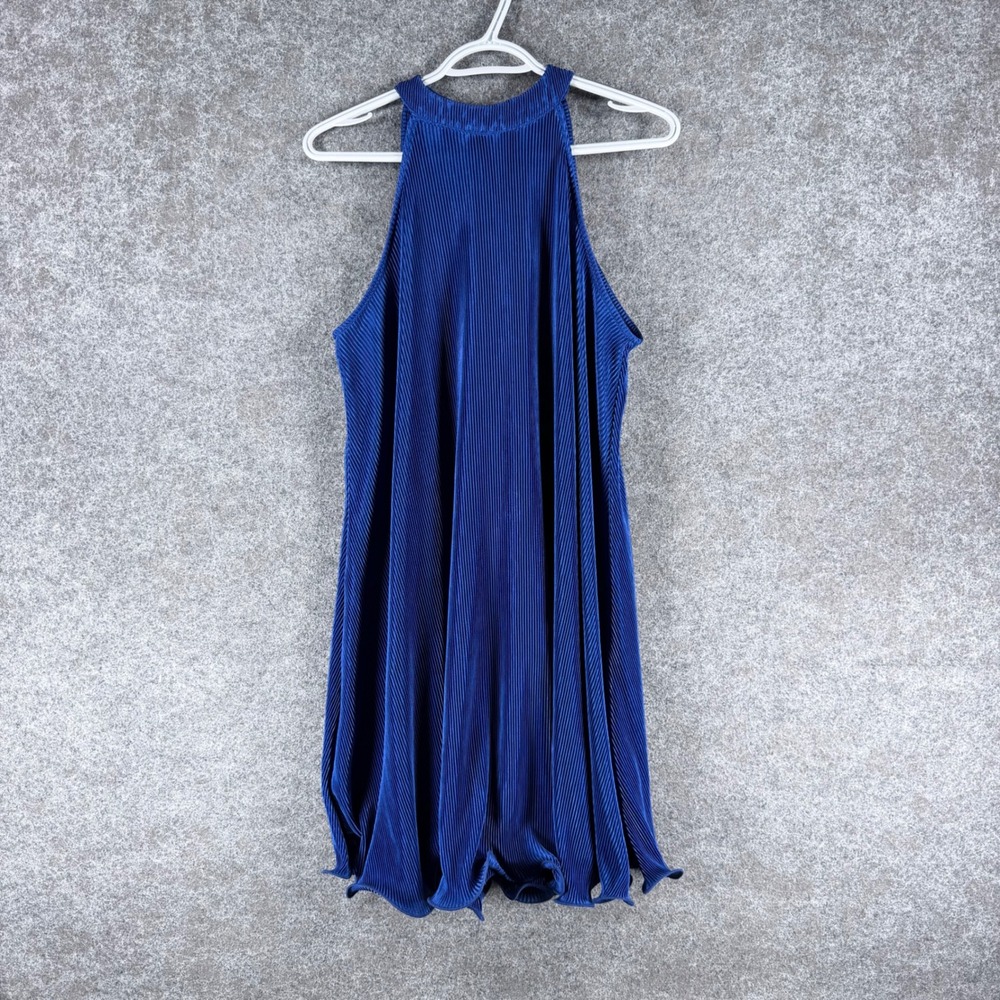 Reserved Women's L Royal Blue Pleated Halter Tie-Back Mini Dress NWT
